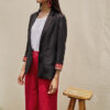 Áo blazer tay phối thổ cẩm Black 1