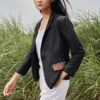 Áo blazer dài tay túi cơi phối thổ cẩm Black 1