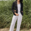 Áo blazer dài tay túi cơi phối thổ cẩm Black 5