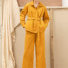 Áo khoác nhung cổ đức có đai buộc Yellow 1
