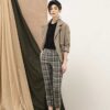 Áo khoác rút dây eo Brown Stripe 1