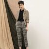 Áo khoác rút dây eo Brown Stripe 3