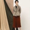 Áo khoác rút dây eo Brown Stripe 5