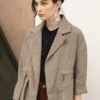 Áo khoác rút dây eo Brown Stripe 7