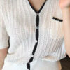 Áo cardigan len White 2