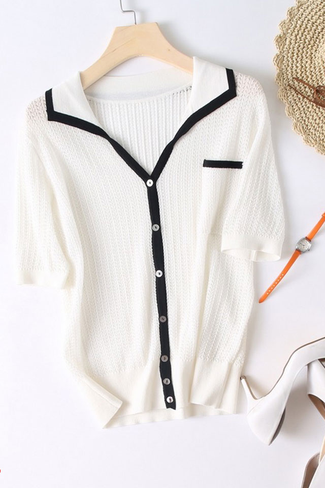 ZB290066WH.4 Áo cardigan len White 4