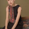 Váy đầm gile phối thổ cẩm nửa thân trên Black 2