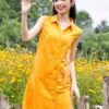 Váy đầm sơ mi gile thêu cúc Orange 9