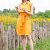 Váy đầm sơ mi gile thêu cúc Orange 6