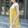 Váy đầm phối 2 màu White/Yellow 2