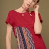 Váy đầm phối thổ cẩm nửa thân Red 1