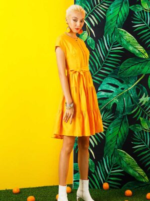 Váy đầm chân váy dúm tầng Yellow