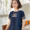 Váy đầm phối thổ cẩm ngực Navy 2