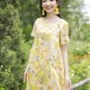 Váy đầm hoa dúm thân váy Yellow Floral 8