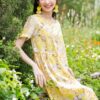 Váy đầm hoa dúm thân váy Yellow Floral 7