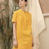 Váy đầm cổ tàu trần ngực Yellow 9