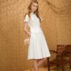Váy đầm peplum cổ sơ mi White 2