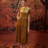 Váy đầm nhung dúm tầng Yellow 4