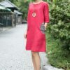Váy đầm tay lỡ túi xoáy thổ cẩm Red 9