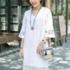 Váy đầm cổ tim đáp ren gấu váy White 9