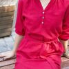 Váy đầm cổ tròn xẻ V Red 8