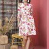 Váy đầm cổ tròn rút eo Beige Floral 8