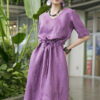 Váy đầm cổ tim rút eo Purple 1