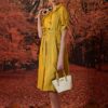 Váy đầm cổ 2 ve chun eo Yellow 1
