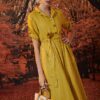 Váy đầm cổ 2 ve chun eo Yellow 4