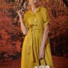 Váy đầm cổ 2 ve chun eo Yellow 5