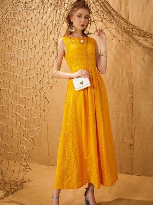 Váy đầm maxi ren Yellow