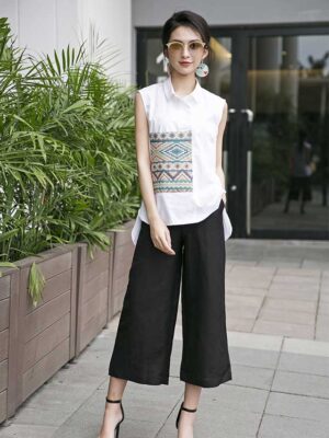 Quần lửng ống rộng Black 1