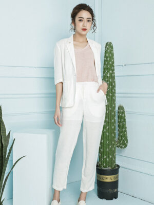 Quần ống côn White