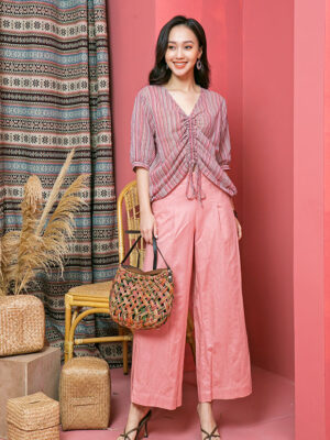 Quần xẻ gấu, cạp chun sau Pink 2