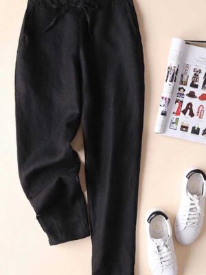 Quần chun gấu, chun cạp rút dây Black 1