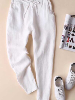 Quần chun gấu, chun cạp rút dây White 1