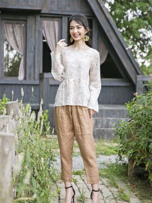 Quần cạp chun gấu lơ vê Brown 2
