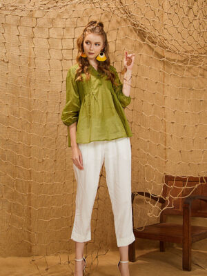 Quần cạp chun gấu lơ vê White 3