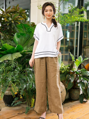 Quần xẻ gấu có moi Brown 3