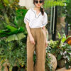 Quần xẻ gấu có moi Brown 5