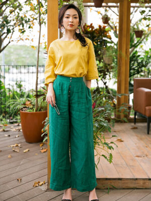 Quần xẻ gấu có moi Green 1