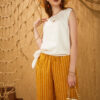 Quần ống rộng cạp chun Yellow Stripe 1