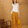 Quần ống rộng cạp chun Yellow Stripe 3