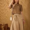 Chân váy đai sừng Beige 4