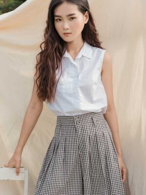 Áo sơ mi túi ngực không tay White 1