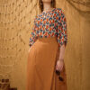 Áo cánh dơi tay phồng Orange Floral 1