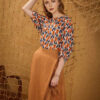 Áo cánh dơi tay phồng Orange Floral 2