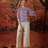 Áo cánh dơi tay phồng Purple Floral 3