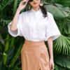 Áo sơ mi nữ cổ tàu White 2