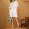 Áo croptop chun gấu White 1
